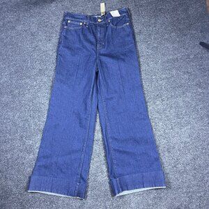 J. Crew '96 Denim Trouser Jeans Wide Leg Cuffed Size 28 Dark Wash NWT